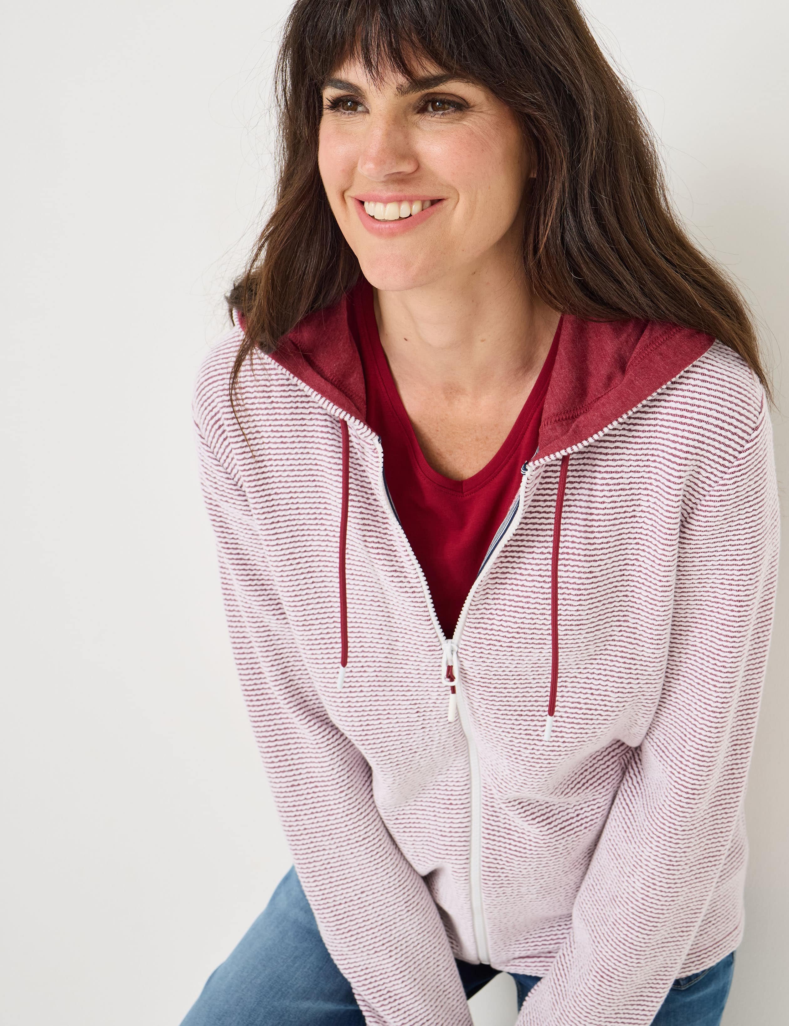 Leichte Kapuzen-Sweatjacke mit Zip