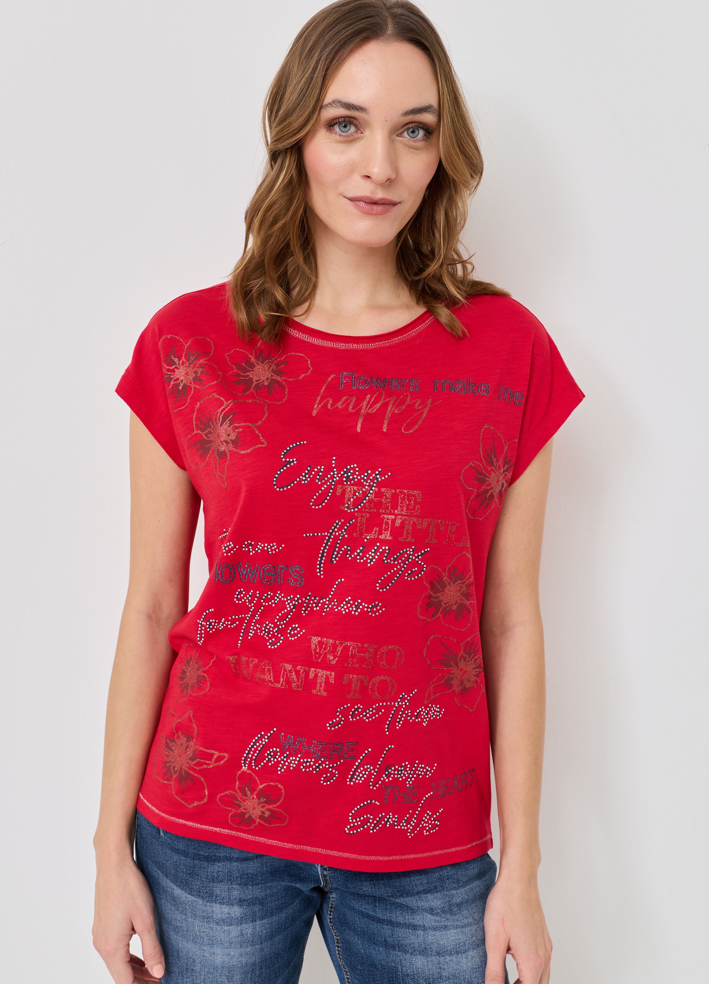 Flammgarn-Shirt mit Glitzer-Details