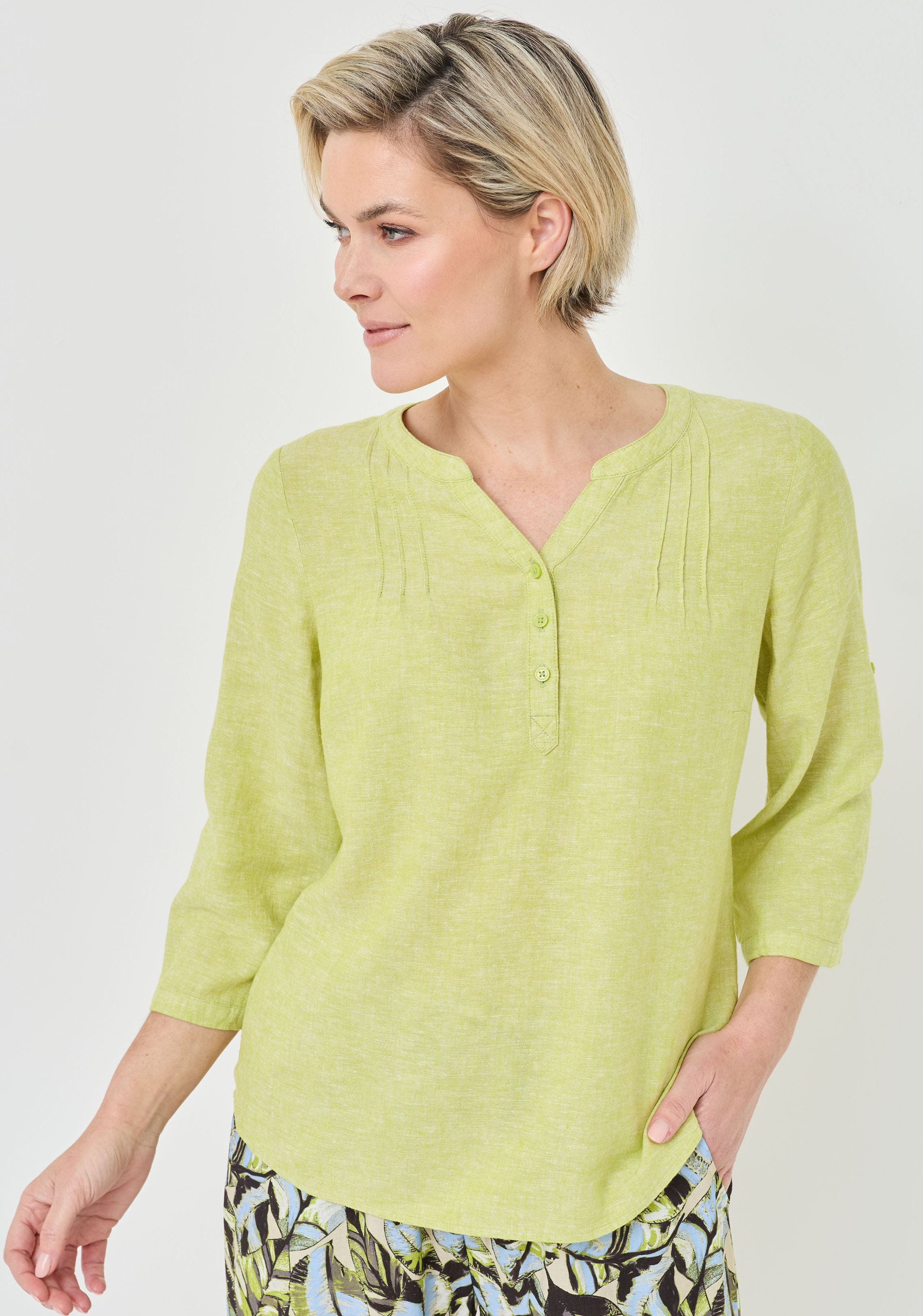 Schlupfbluse aus Leinen-Mix