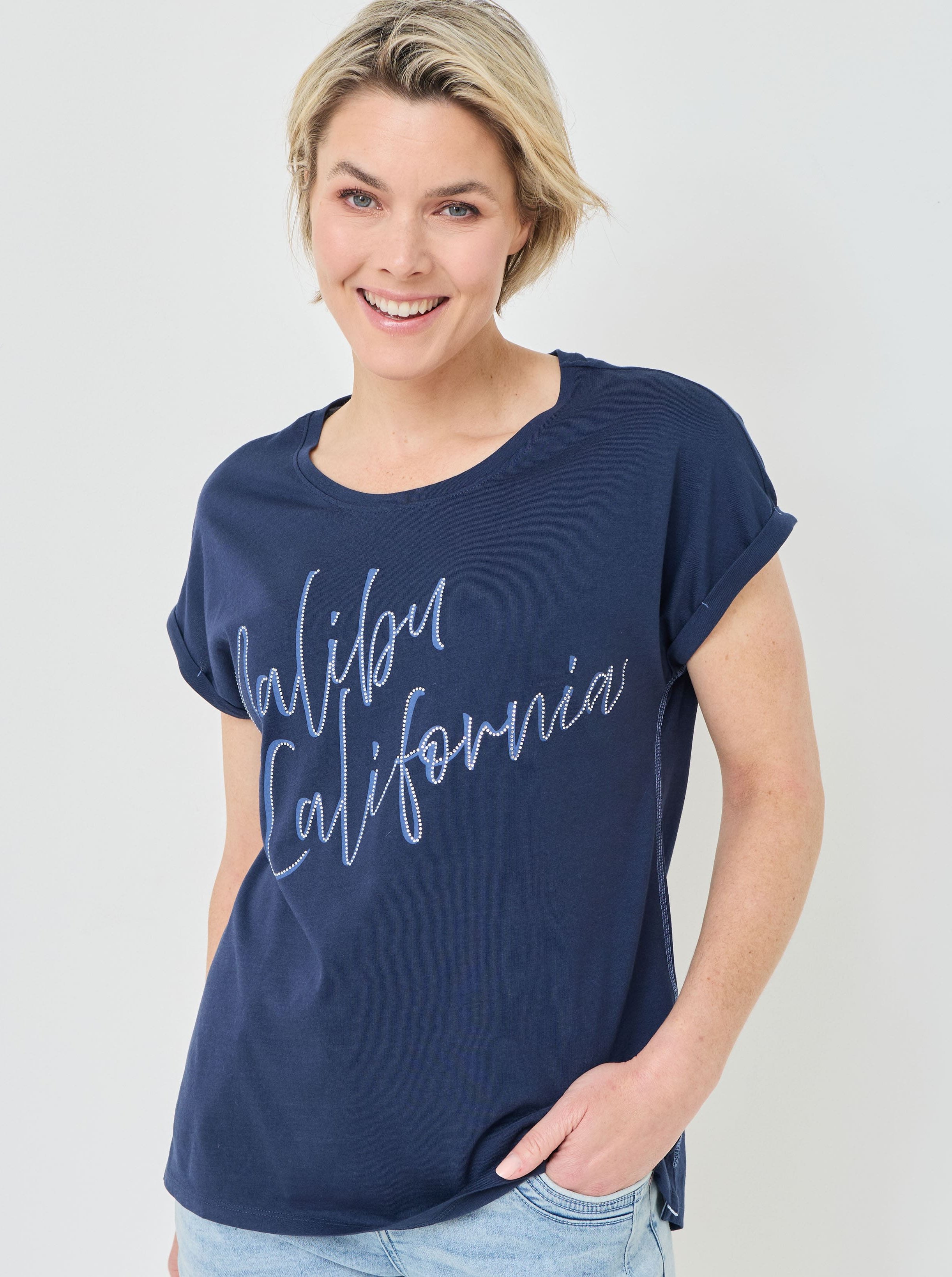 T-Shirt mit Glitzer-Schriftzug