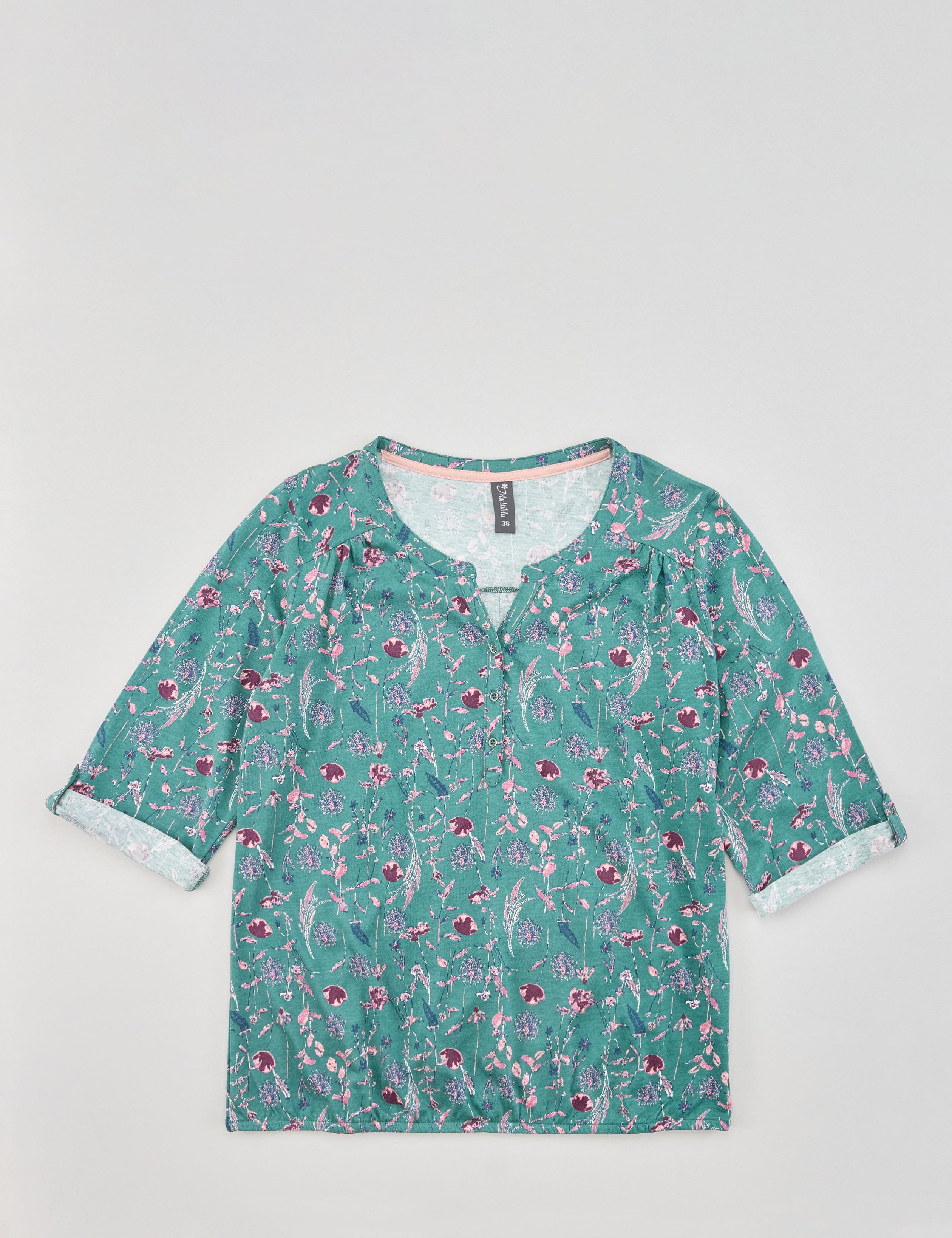 Softes Shirt m. Print + Knopfleiste