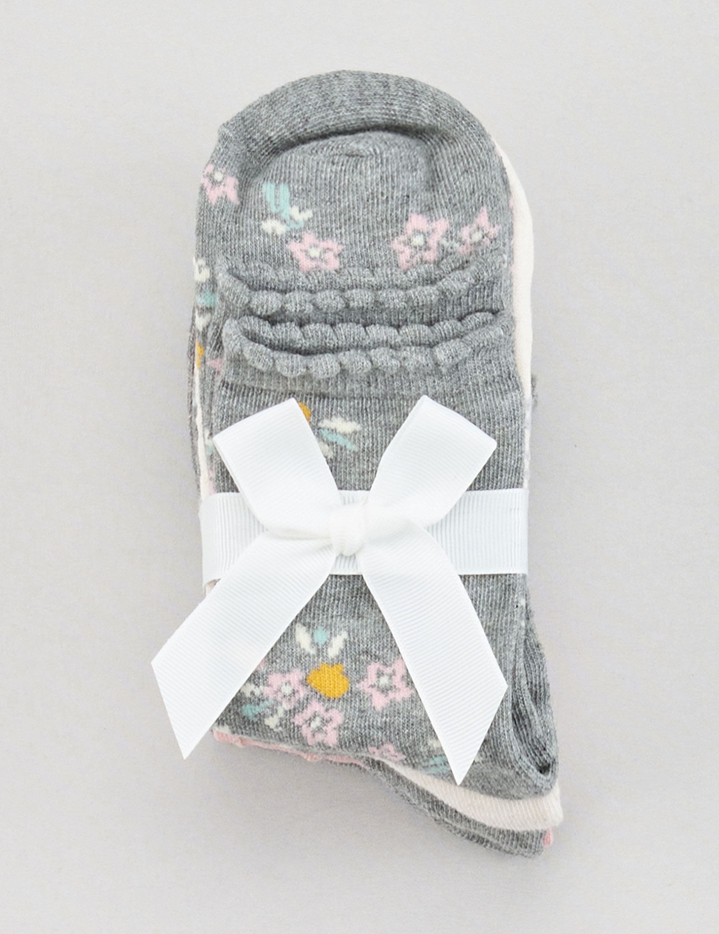 5er Pack Socken, uni + geblümt