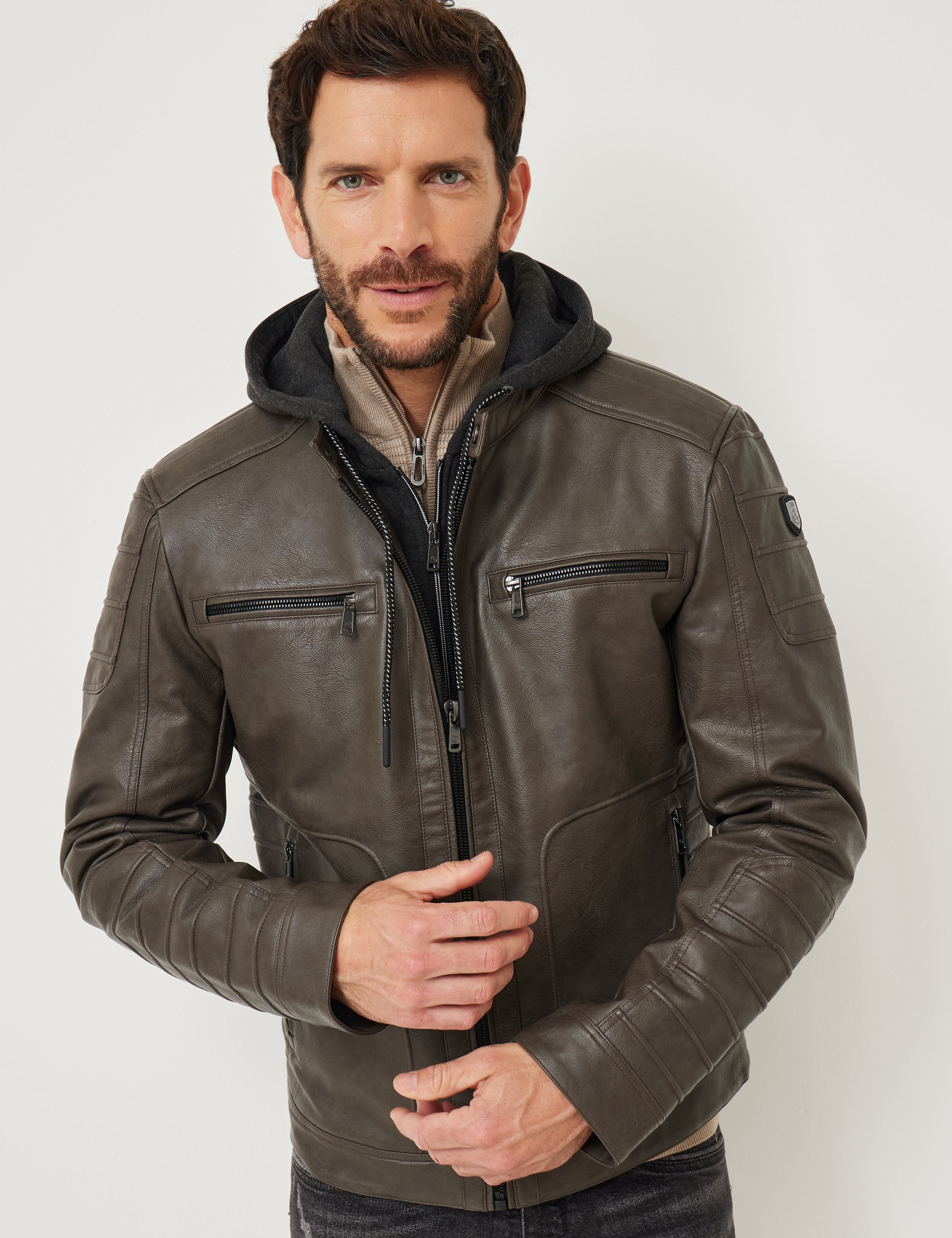 Bikerjacke mit Sweat-Kapuze