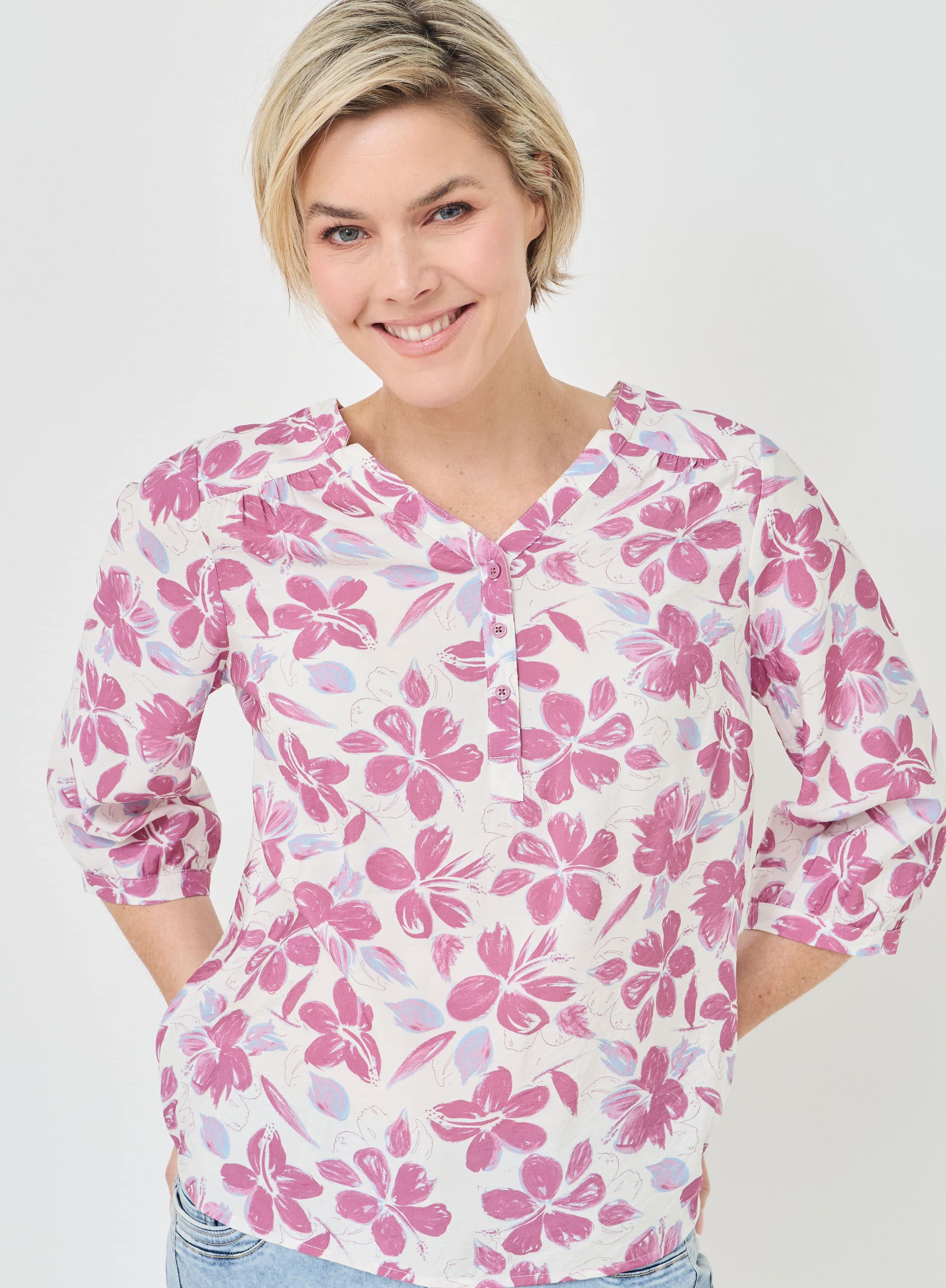 Schlupfbluse, floraler Alloverprint