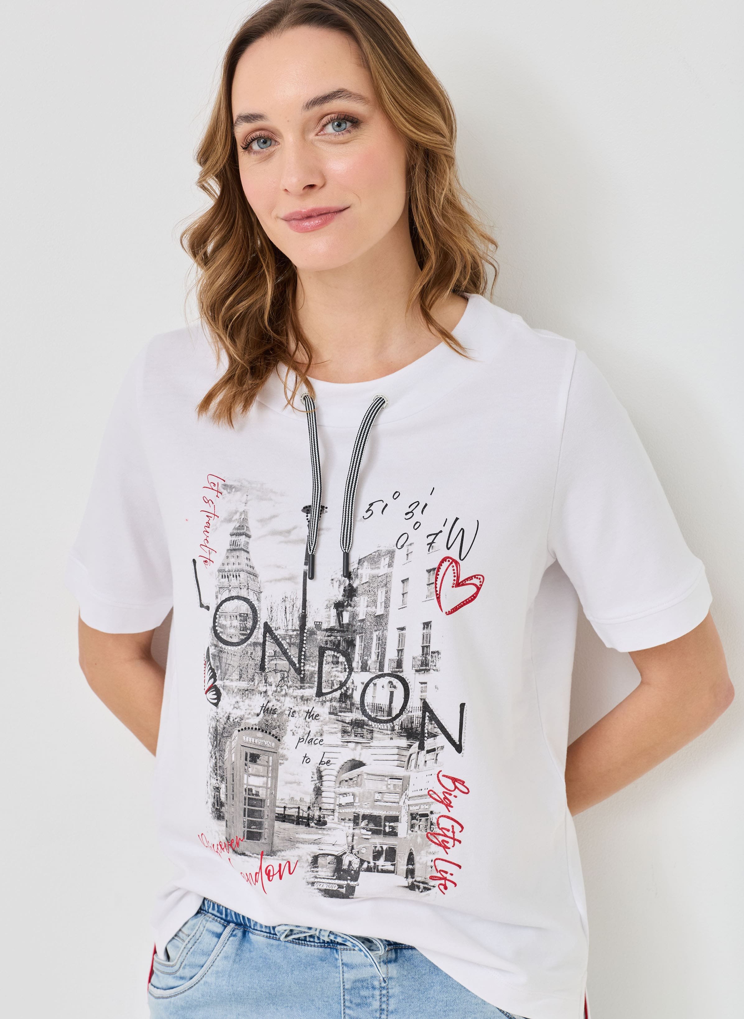 Sportives Shirt mit Kordel & Print