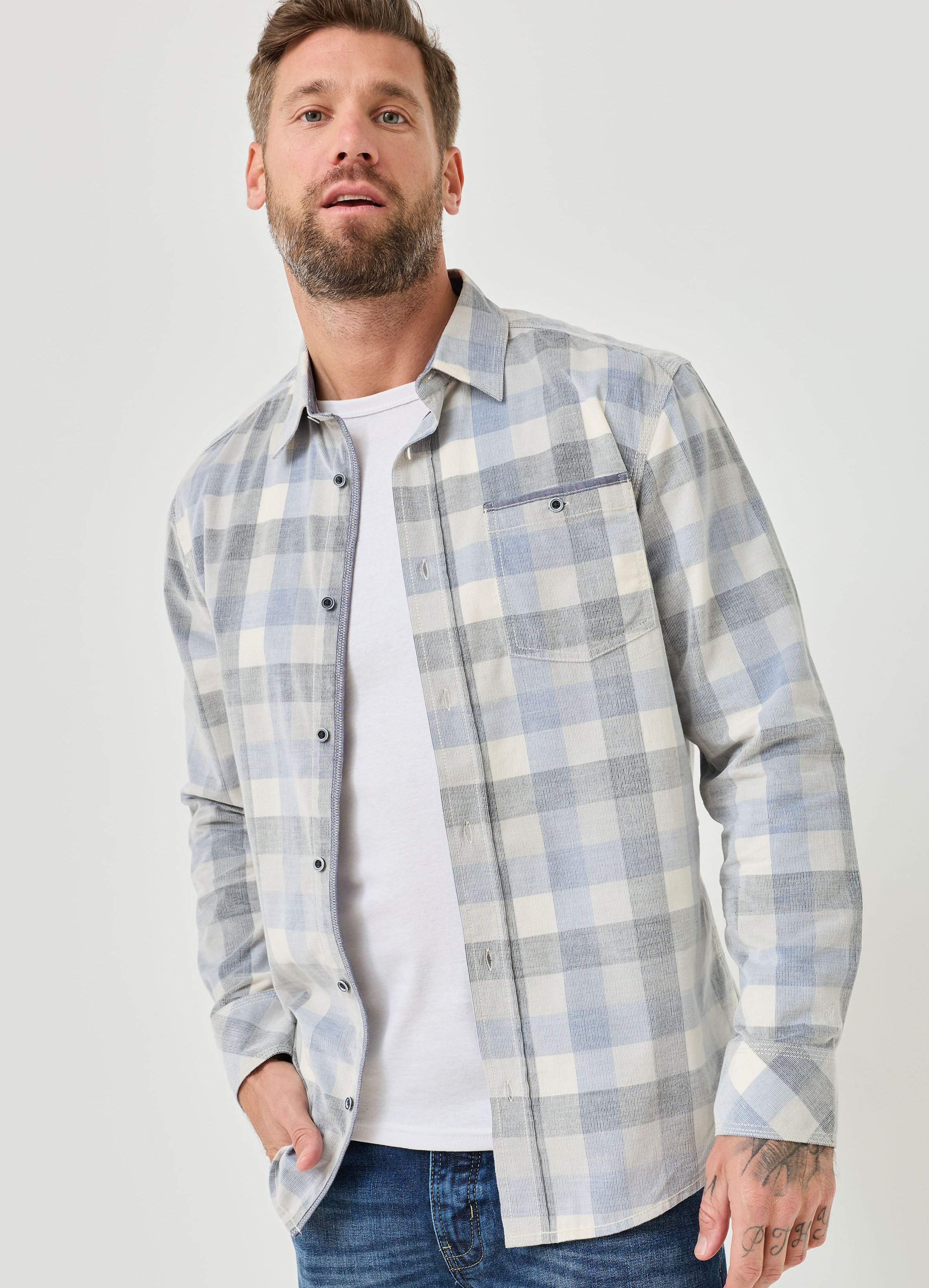 Karo-Hemd aus softem Cord