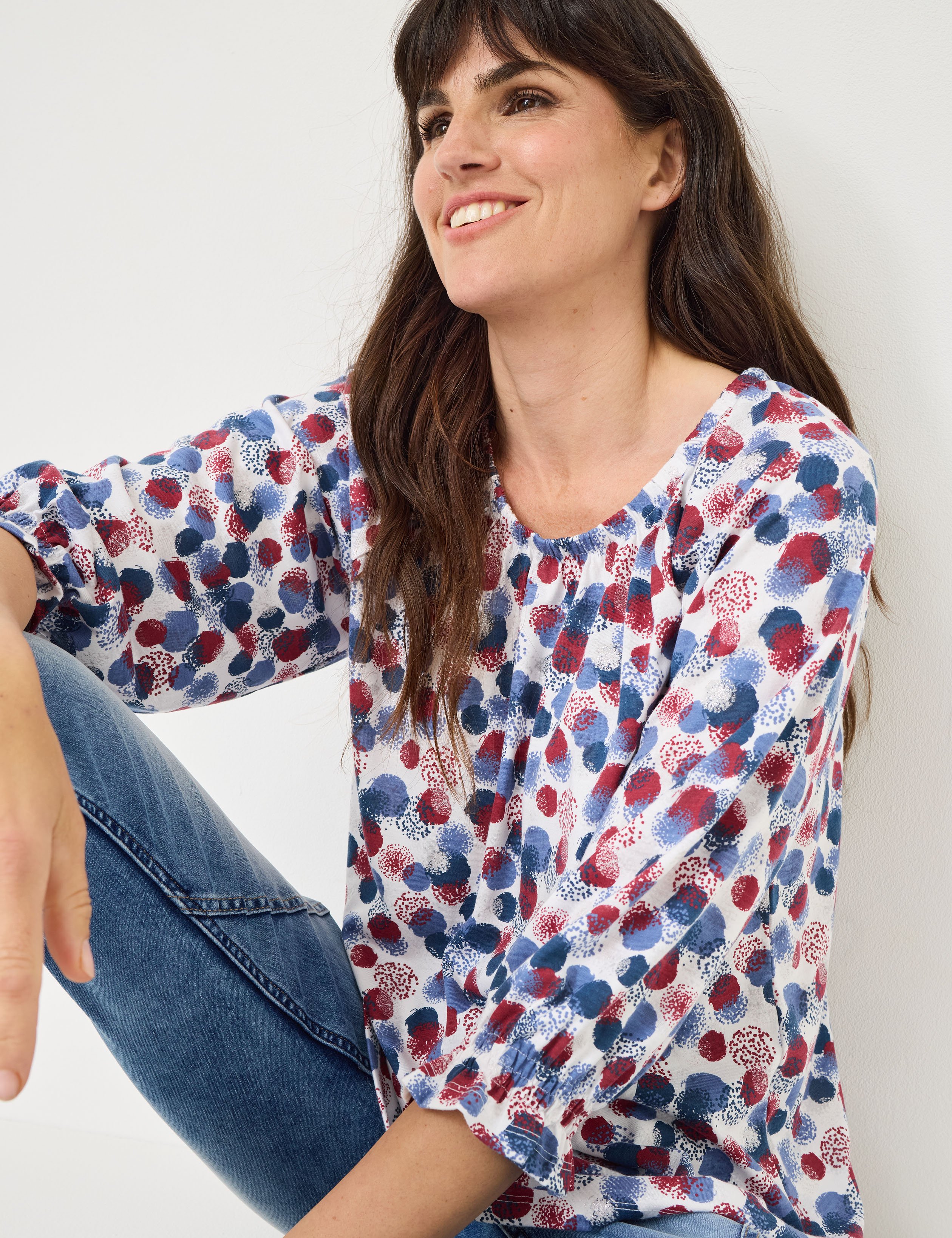 Carmen Shirt mit Punkteprint