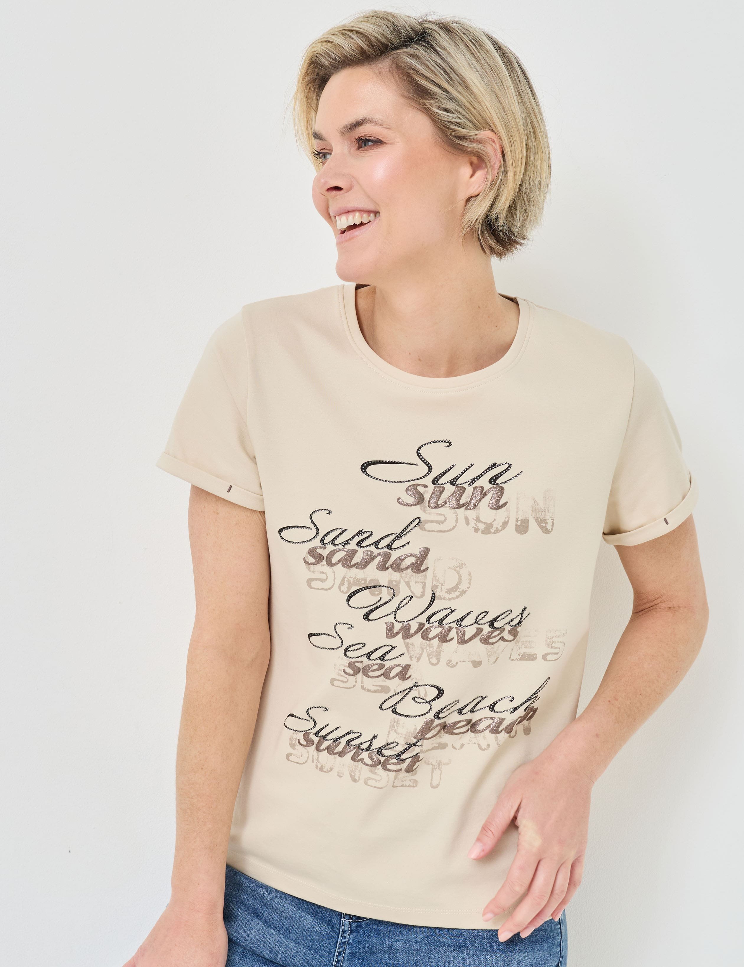Softes T-Shirt mit Glitzer-Wording