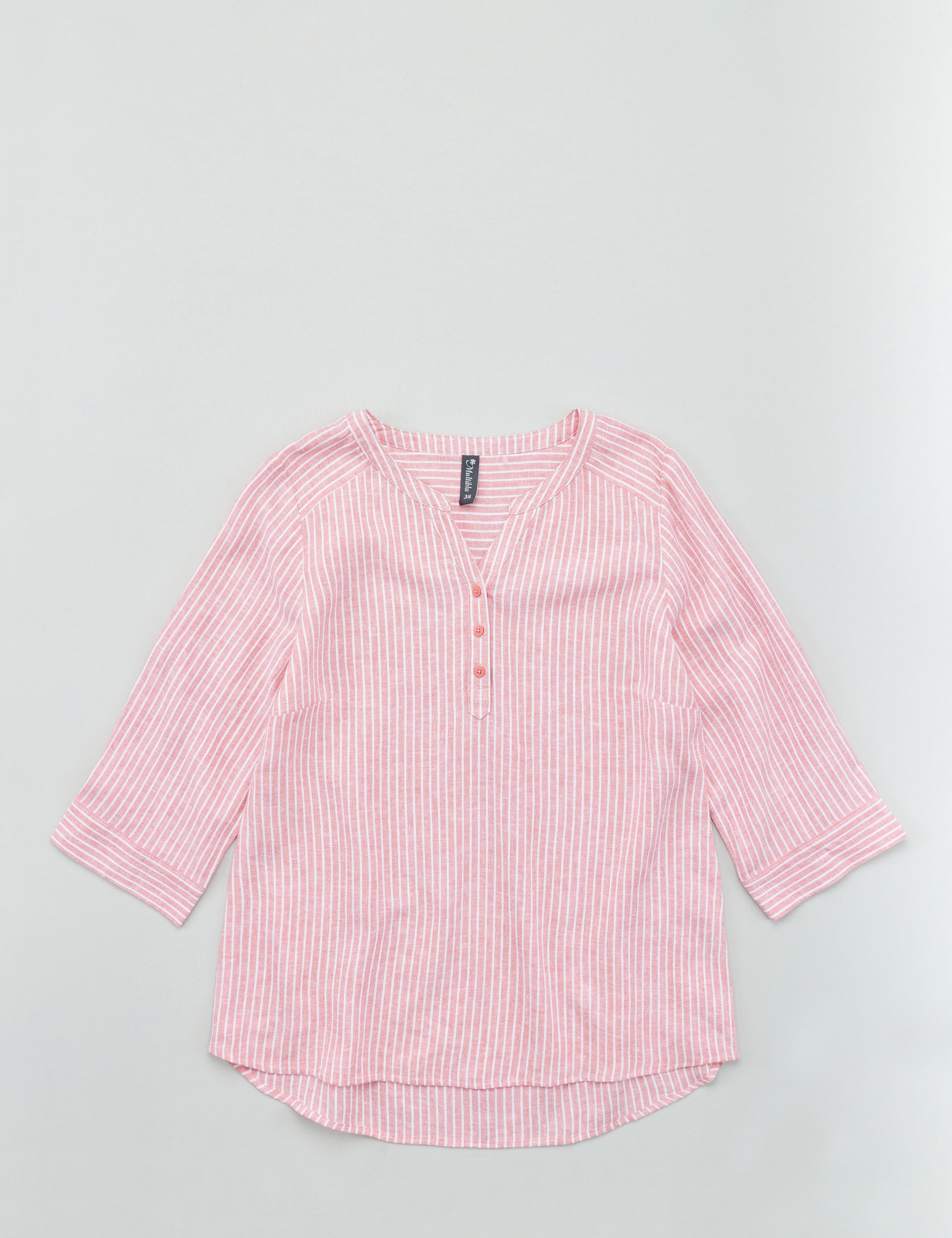 Gestreifte Bluse aus Leinen-Mix