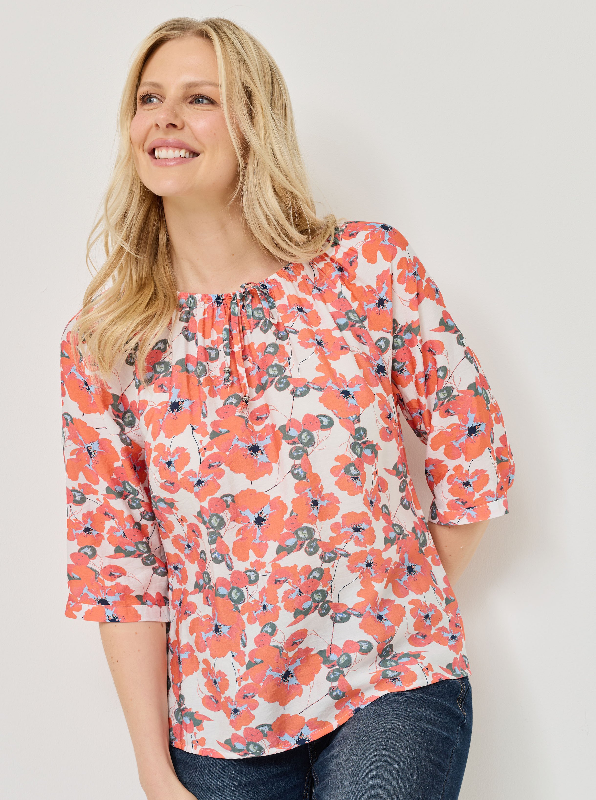 Viskose-Bluse mit Raglan-Arm