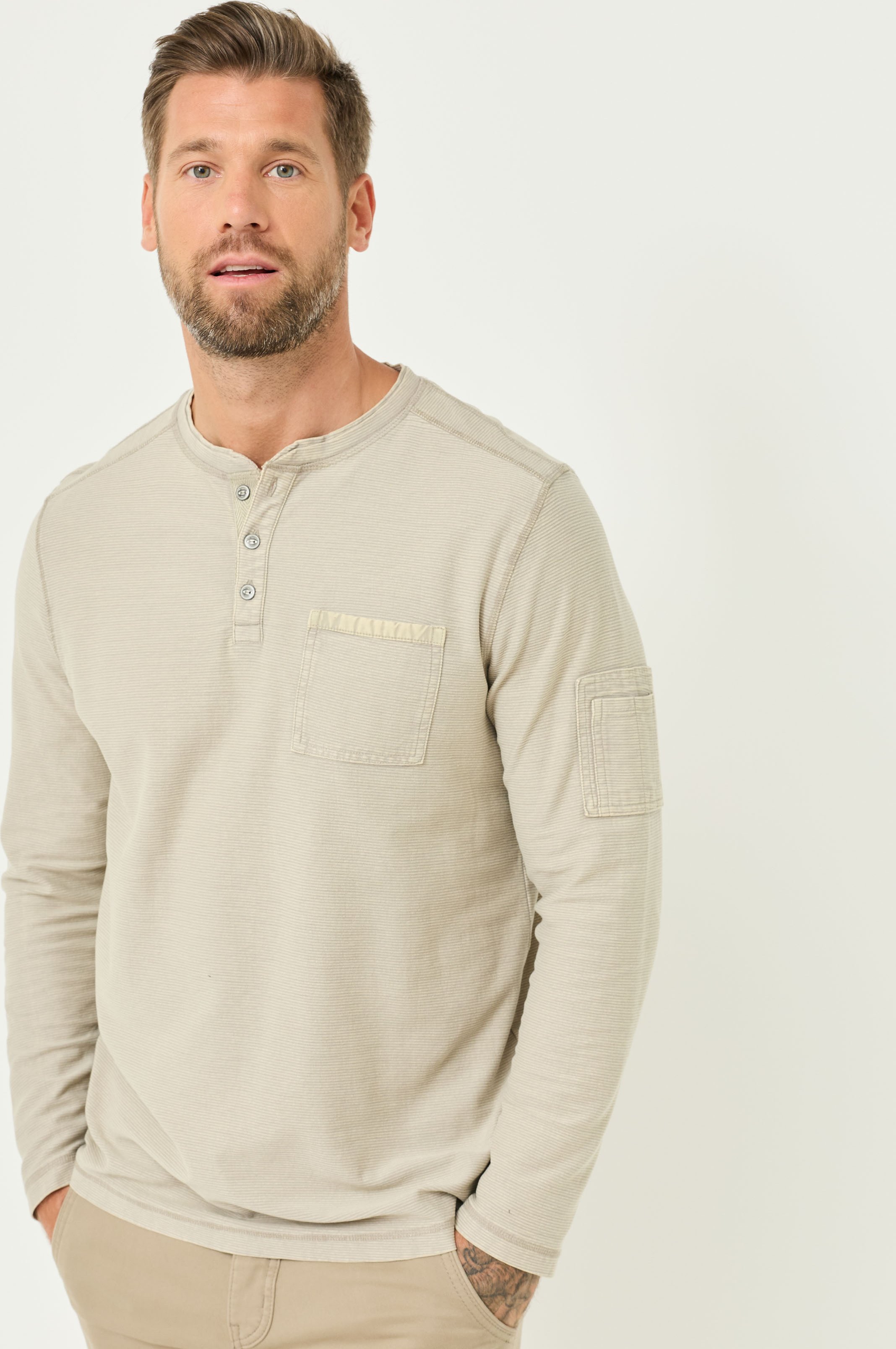Henley-Shirt mit Struktur+Waschung