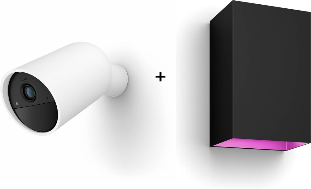 Philips Hue Secure kabellose Kamera + White & Color Ambiance Resonate Outdoor Wandleuchte