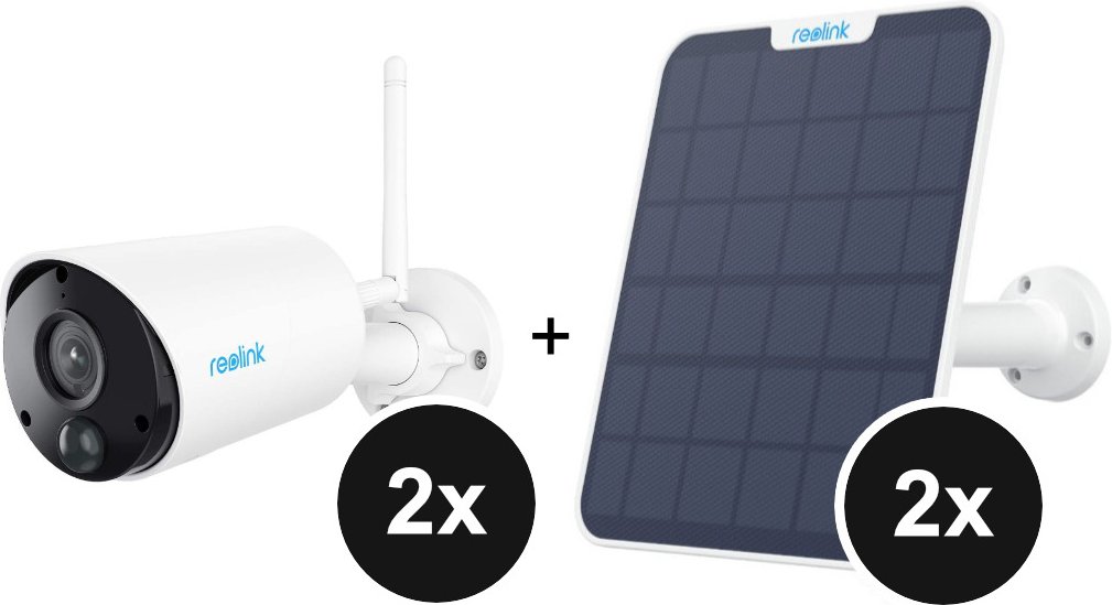 Reolink Argus Series B320 - 2er-Set + Reolink Solar Panel 2 - 2er-Set