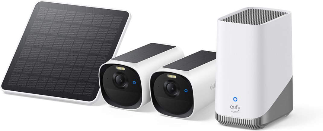 eufyCam E40 Starter-Set 2+1 - Kamera mit HomeBase 3 und Solarpanel - Weiß