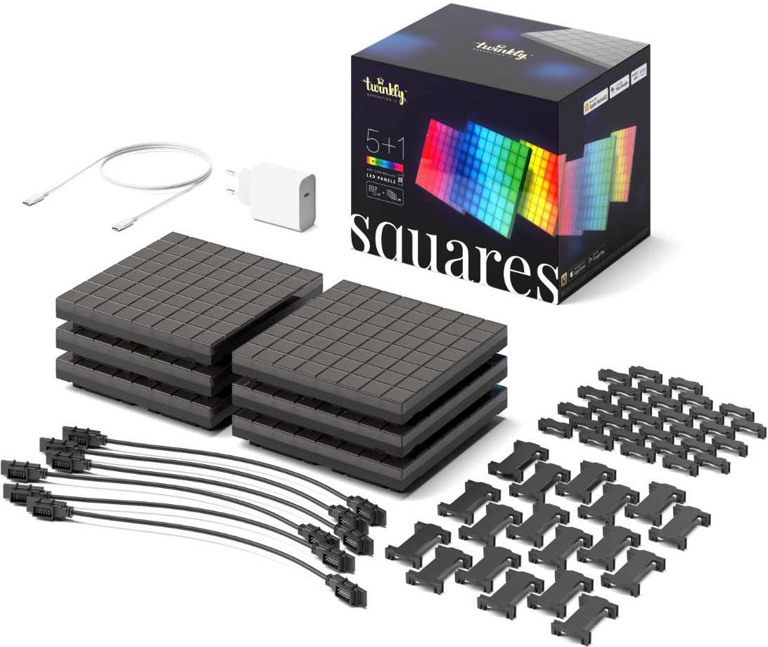 Twinkly Squares Extension 6er-Set - Schwarz