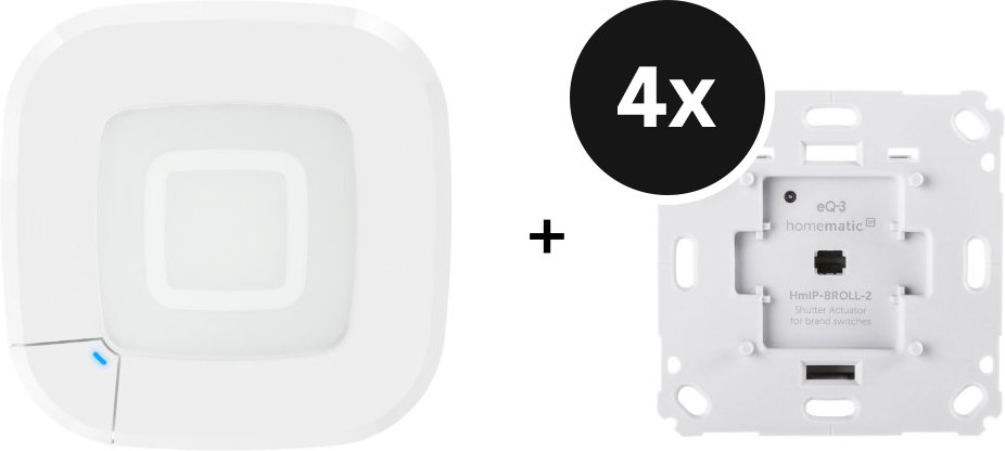 Homematic IP Starter Set mit 4 Rollladenaktoren für Markenschalter - Markisensteuerung - mit Access Point 2 (+GRATIS Hom...
