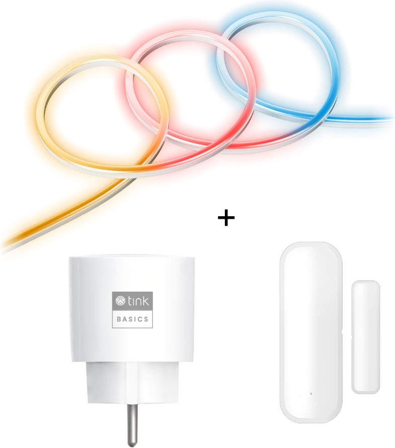 tink Basics Set - mit Neon Light Strip + Door & Window Sensor + Smart Plug