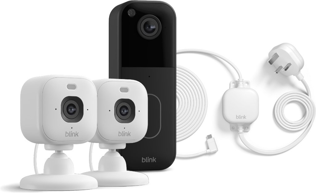 Blink Set - mit 2-Kamera-System + Video Doorbell 2 + wetterfestes Netzteil - Weiß