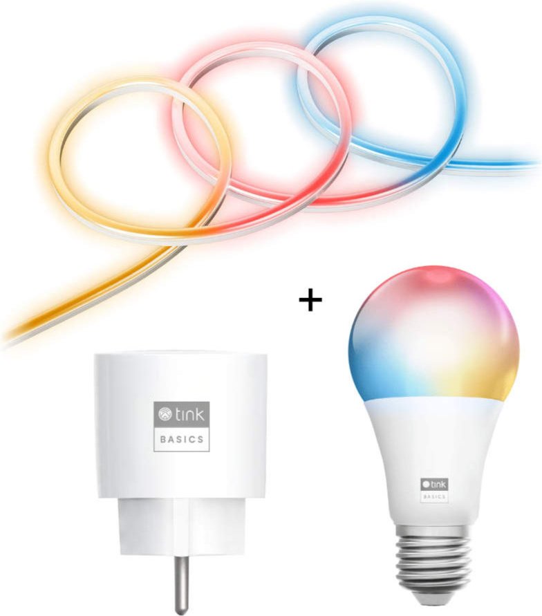 tink Basics Set - mit Neon Light Strip + White & Color E27 Bulb + Smart plug