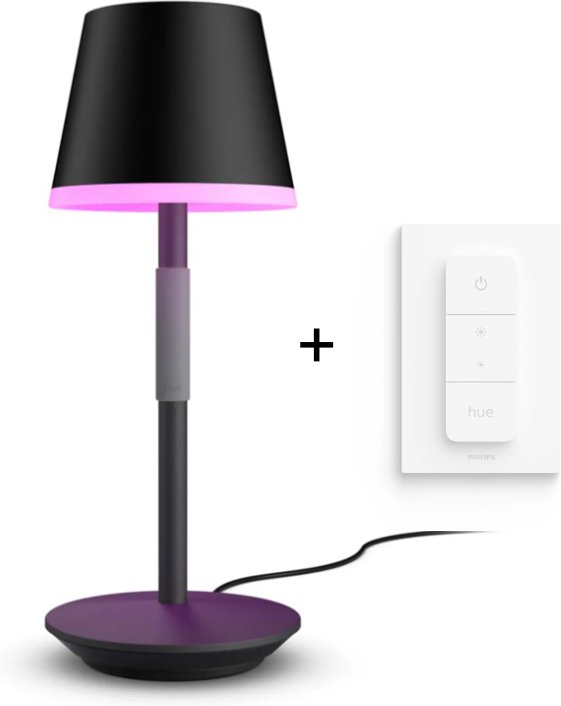 Philips Hue White & Color Ambiance Go - Tragbare Tischleuchte + gratis Dimmschalter