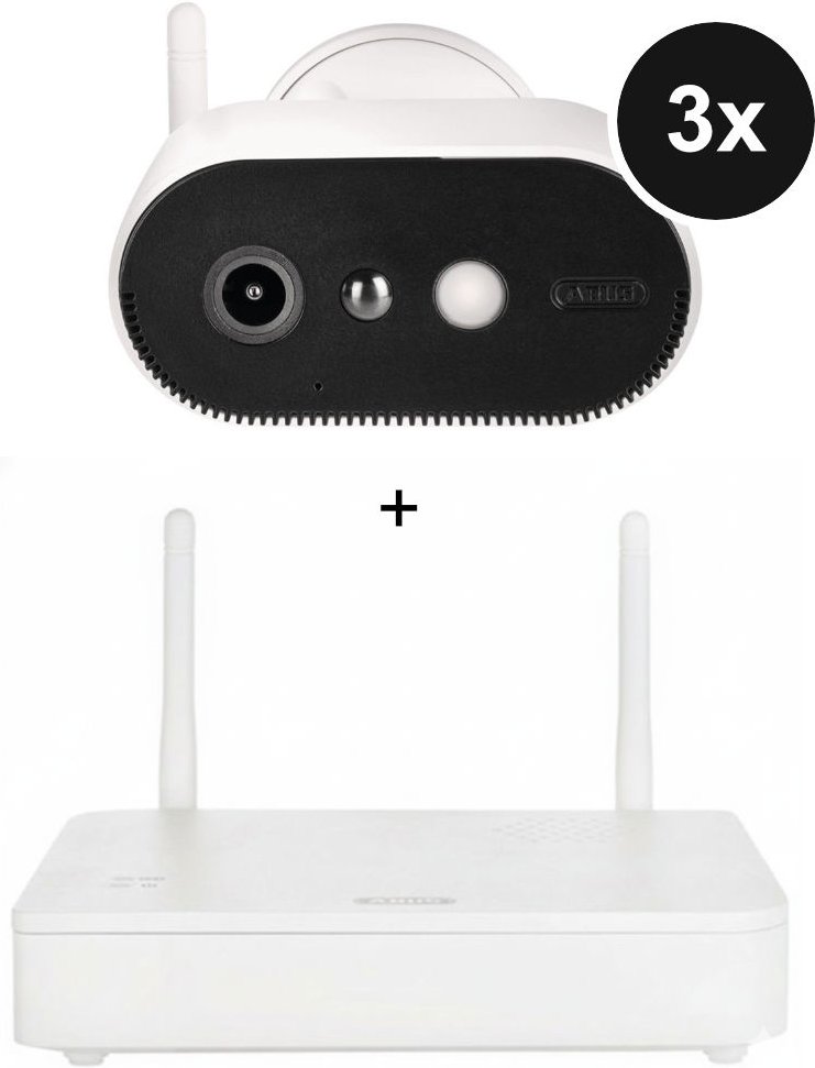 ABUS Akku Kamera Pro mit Basisstation - 3er-Set (+GRATIS Hombli Lichterkette)