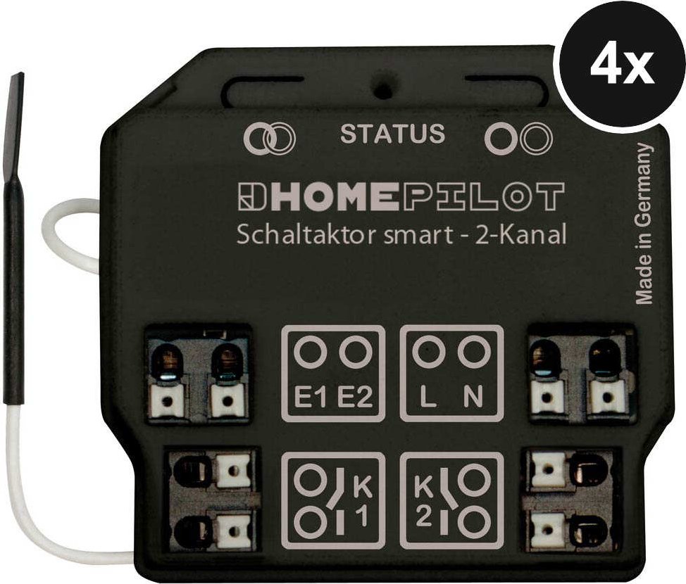 HOMEPILOT Schaltaktor smart 2-Kanal - 4er-Set (+GRATIS Hombli Lichterkette)