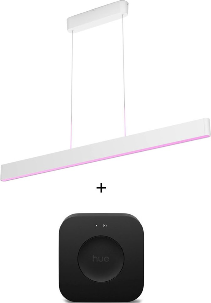 Philips Hue White & Color Ambiance Ensis Pendelleuchte 5500lm - Weiß + Bridge Pro (+GRATIS Hombli Lichterkette)