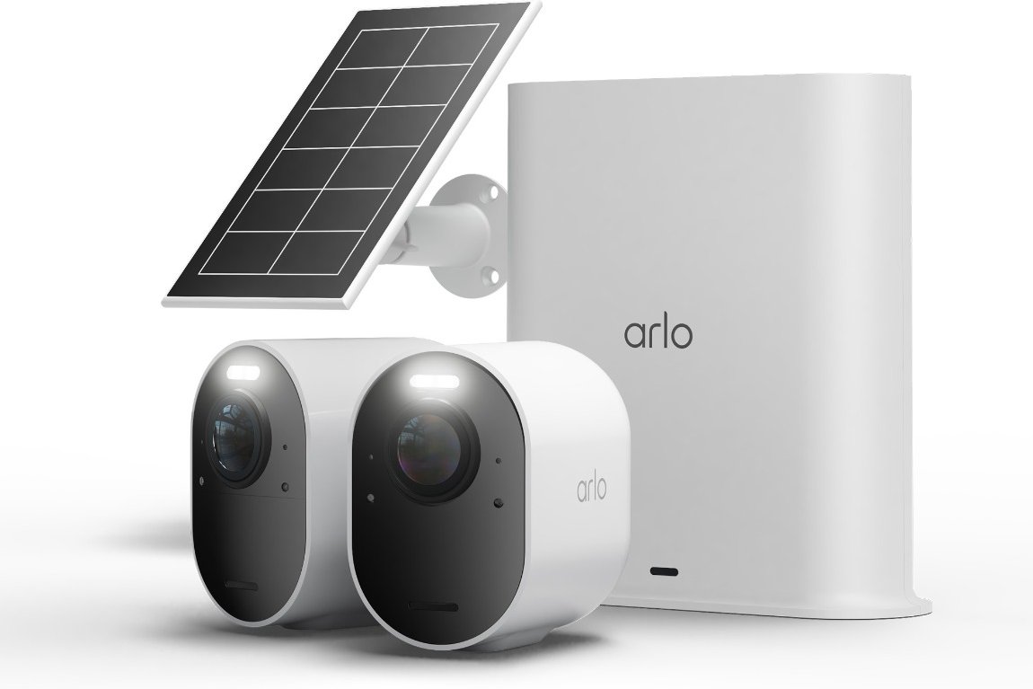 Arlo Set - mit 2 Ultra 3 4K Außenkamera + Solarpanel + SmartHub - Weiß