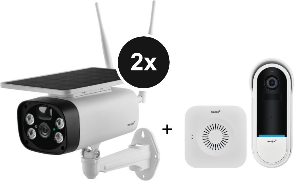 omajin Solar Camera 2er-Set + Wireless Video Doorbell