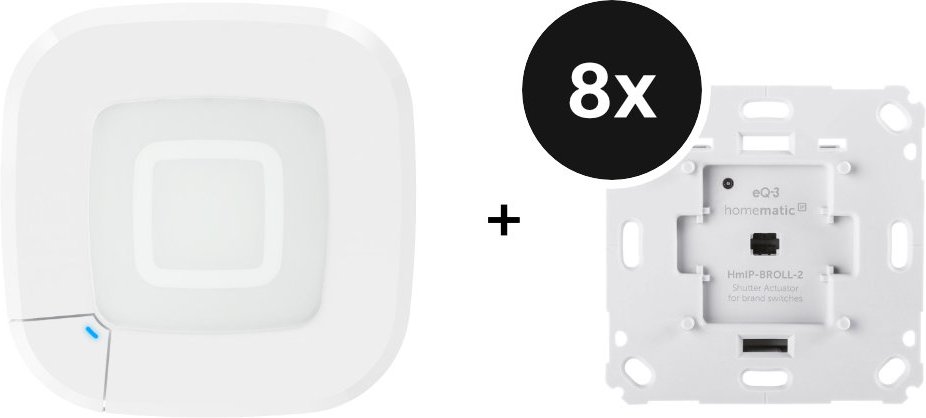 Homematic IP Starter Set mit 8 Rollladenaktoren für Markenschalter - Markisensteuerung - mit Access Point 2