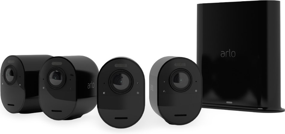 Arlo Ultra 2 Außenkamera - 4er-Set - Schwarz (+GRATIS Hombli Lichterkette)