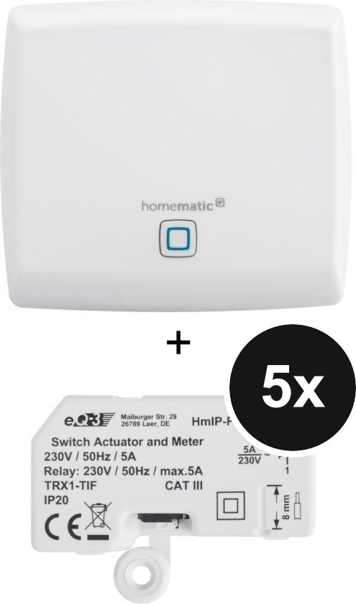Homematic IP Access Point + Schalt-Mess-Aktor – Unterputz - 5er-Set