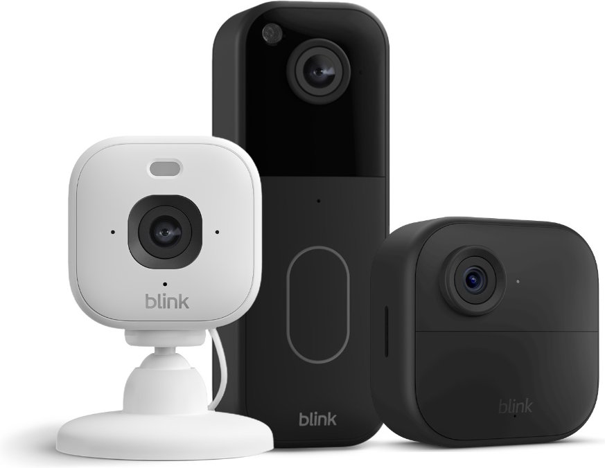 Blink Set - mit Mini 2K Kamera + Video Doorbell 2 + Outdoor 4 Außenkamera - Schwarz