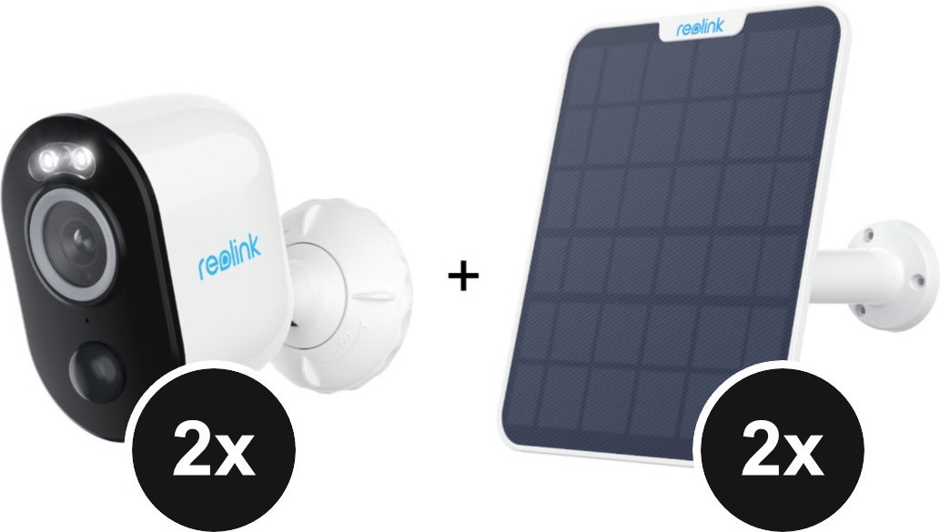 Reolink Argus Series B330 - 2er-Set + Reolink Solar Panel 2 - 2er-Set
