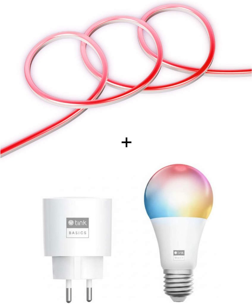 tink Basics Set - mit Neon Light Strip + White & Color E27 Bulb + Smart plug