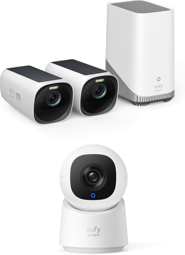 eufyCam 3 Starter-Set 2+1 - 2er-Kameraset mit HomeBase 3 + Indoor Cam C220