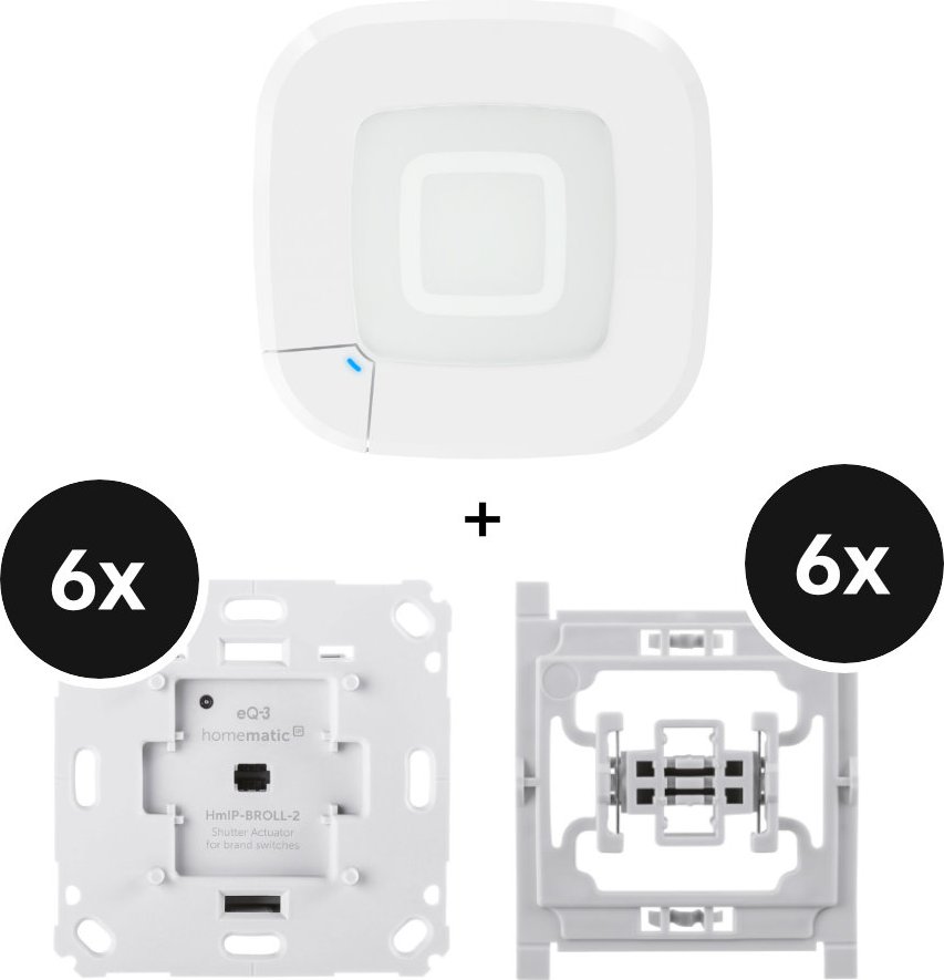 Homematic IP Starter Set mit 6 Rollladenaktor für Markenschalter - 6er-Set + Adapter - mit Access Point 2