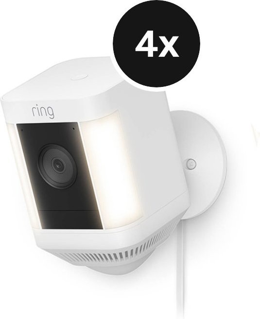 Ring Spotlight Cam Plus Plug-In - 4er-Set (+GRATIS Hombli Lichterkette)