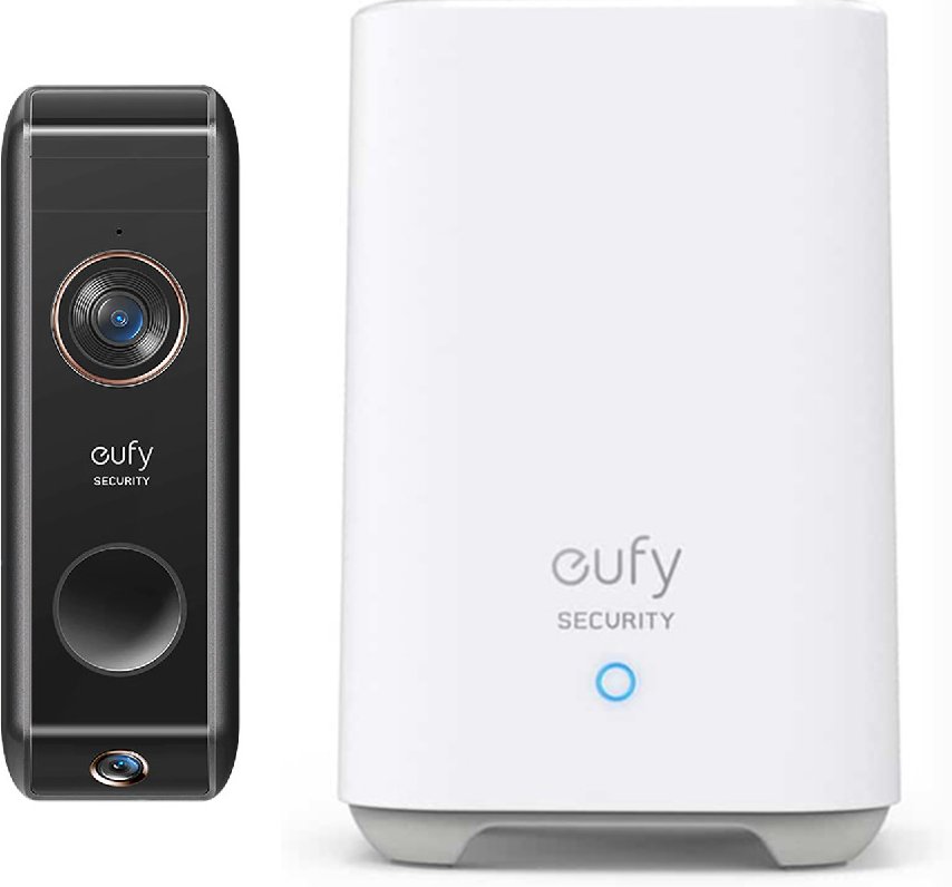eufy Video Doorbell Dual + HomeBase 2 - 2K-Videotürklingel mit Basisstation - Schwarz