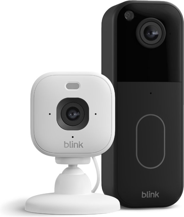 Blink Set - mit Mini 2K Kamera + Video Doorbell 2 - Weiß