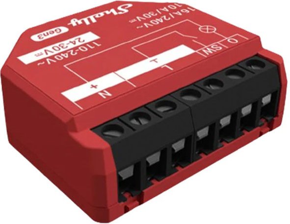 Thumbnail - Shelly 1PM (Gen. 3) - Smart WLAN 1-Kanal Relais max. 16A - Rot (+12 Monate GRATIS Shelly Premium ab 100€)