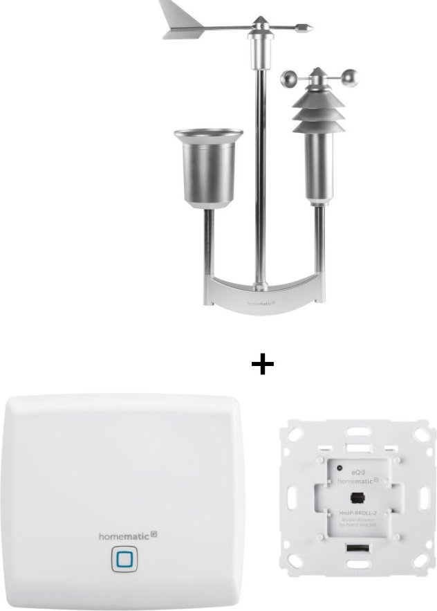 Homematic IP Starter Set Wetterstation mit Wettersensor - Pro und Rollladenaktor (+GRATIS Hombli Lichterkette)