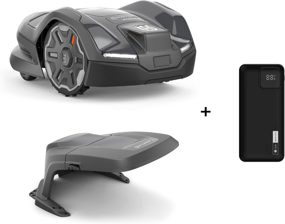 Husqvarna Automower 410XE NERA Mähroboter + Garage + tink Basics Powerbank + Gratis EPOS Plug-in