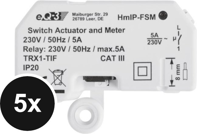 Homematic IP Schalt-Mess-Aktor – Unterputz - 5er-Set