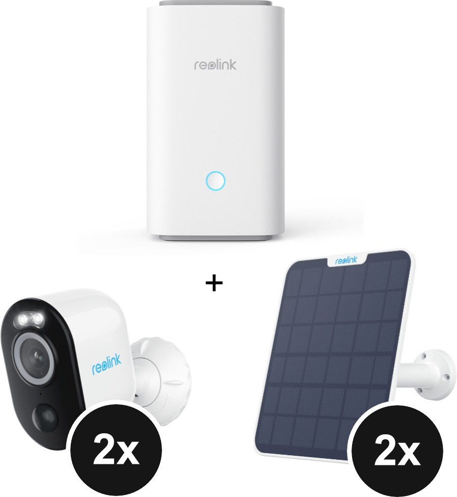Reolink Home Hub + Argus Series B330 - 2er-Set + Solar Panel 2 - 2er Set