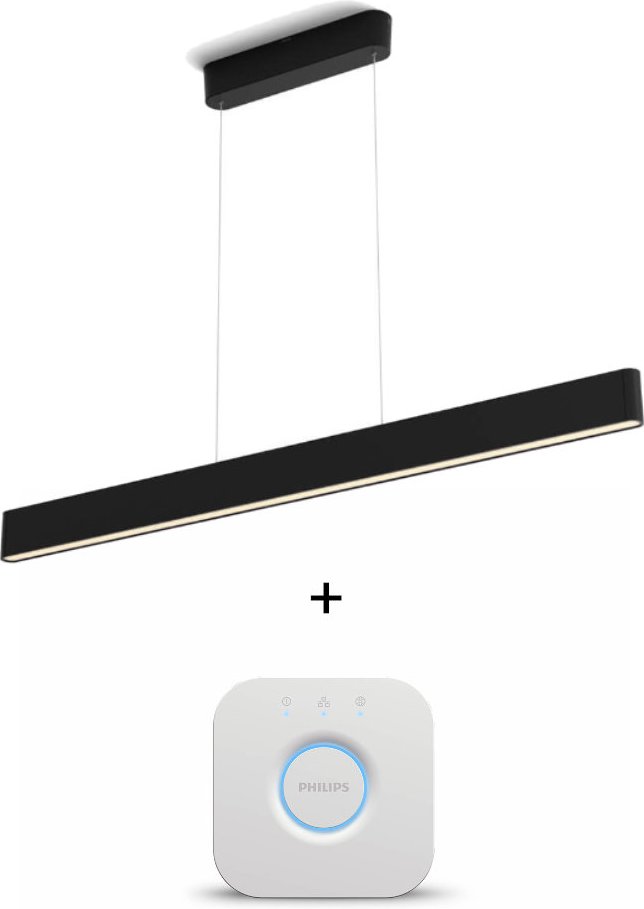 Philips Hue White & Color Ambiance Ensis Pendelleuchte 5500lm - Schwarz + Bridge (+GRATIS Hombli Lichterkette)