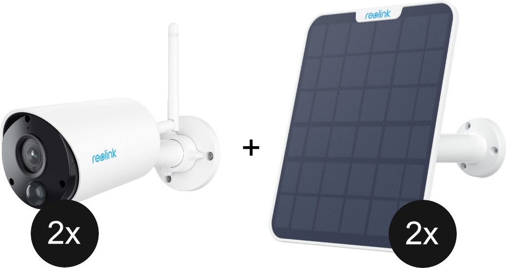 Reolink Argus Series B320 - 2er-Set + Reolink Solar Panel 2 - 2er-Set
