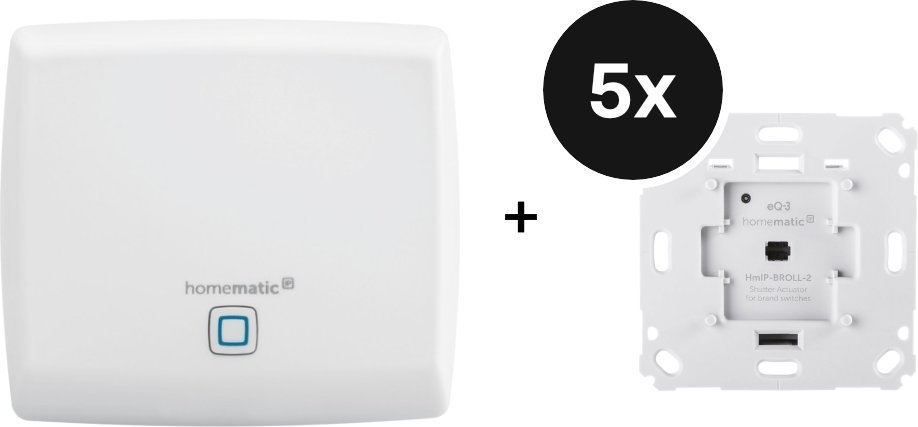 Homematic IP Starter Set mit 5 Rollladenaktoren für Markenschalter - Markisensteuerung