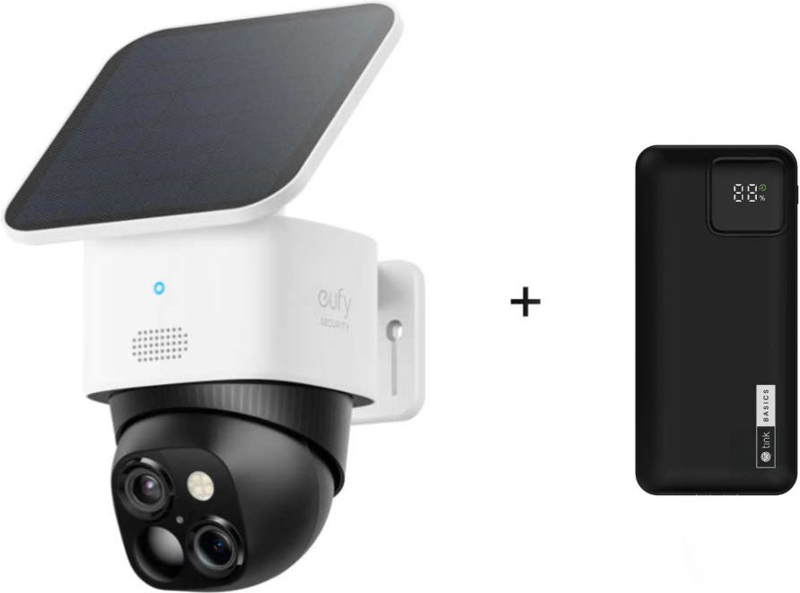 eufy SoloCam S340 - Dual Kamera Schwenk & Neige Outdoor Kamera + tink Basics Powerbank - 20.000 mAh 20W