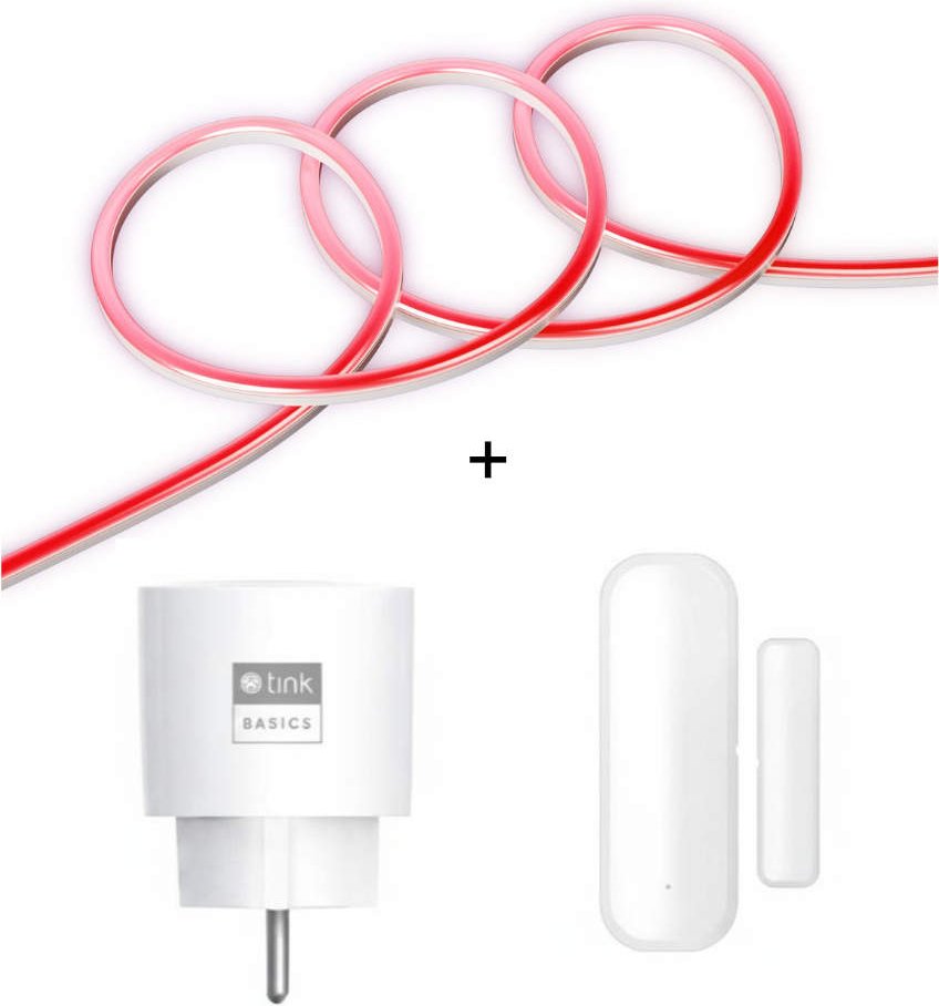 tink Basics Set - mit Neon Light Strip + Door & Window Sensor + Smart Plug